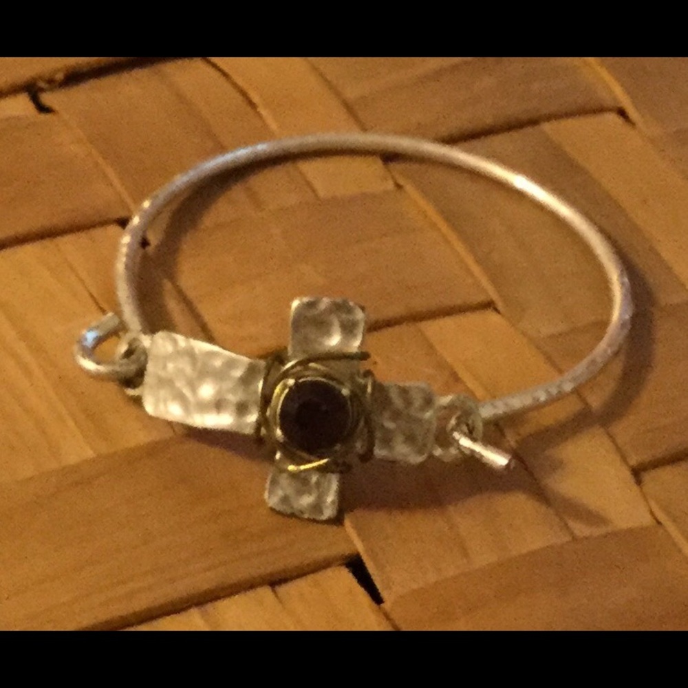 cross bracelet with carnelian in the middle